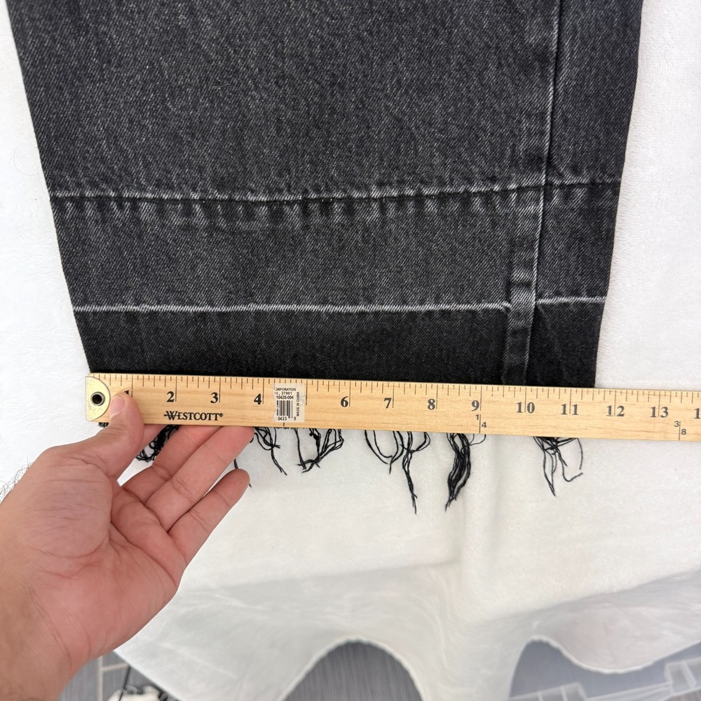 Moussy Vintage Jeans Womens 27x27 Black Relaxed Baggy Wide Leg Fray Cowhide - Picture 7 of 10